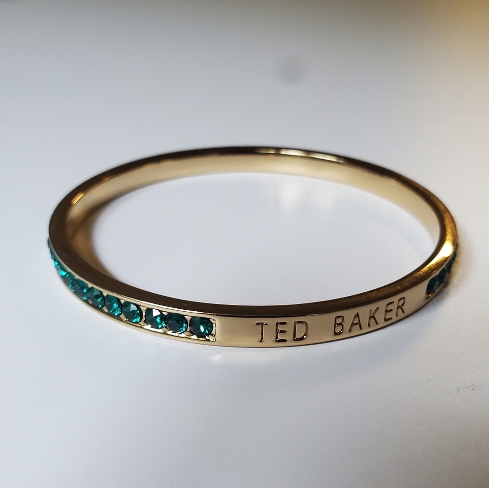 Ted Baker Clem Narrow EMERALD GREEN Swarovski Crystal Band Bangle